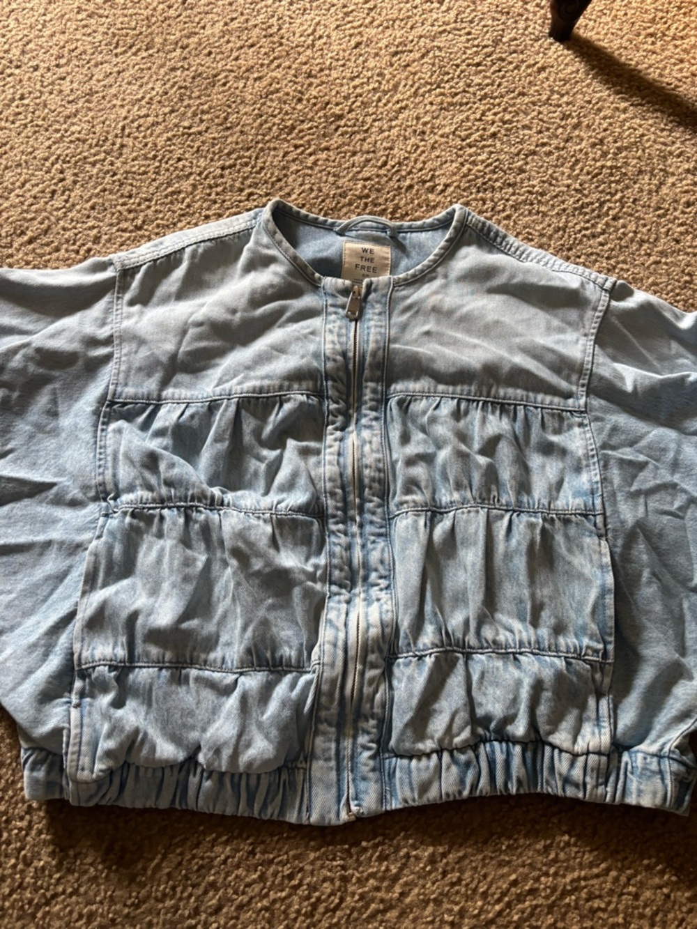 Free People Layla Denim Jacket Sunbeam Size S Boho Casual Festival